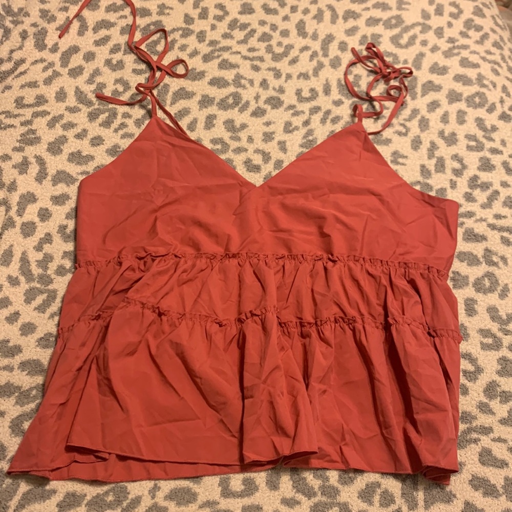 pink tie shoulder blouse/tank